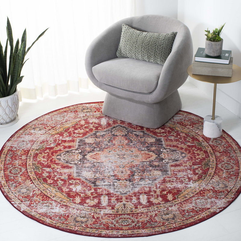 Tapis oriental rouille / orange Pashen, Rond 6 pi