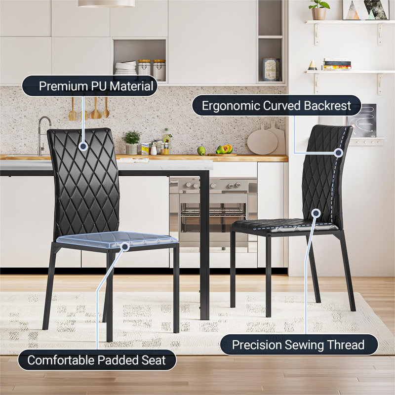 4 - Person Dining Set, White, Black