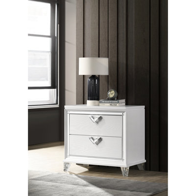 Table de chevet blanche 2 pour chambre à coucher avec éclairage DEL et V - moderne et inhabituel