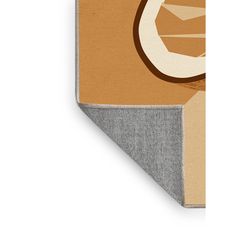 Tapis de couleur unie moderne lavable à la machine en coco beige Olney, 5 x 7