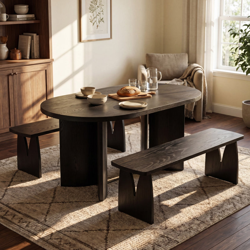 Lennox Mid-Century Modern Oval Dining Table Set