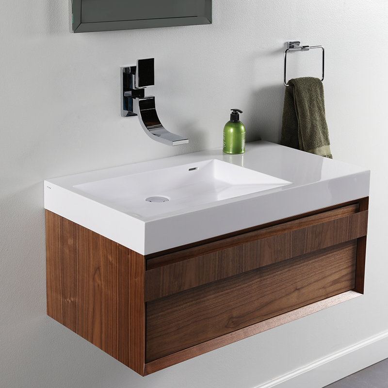 Luce 32'' L Bathroom Sink, No Pre-Drilled Faucet Holes, Matte White