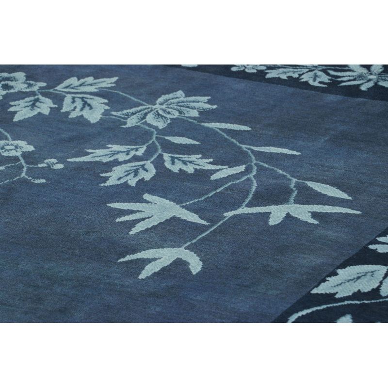 Art Deco Handmade Kilim Wool Floral Area Rug, Rectangle 5' x 7'
