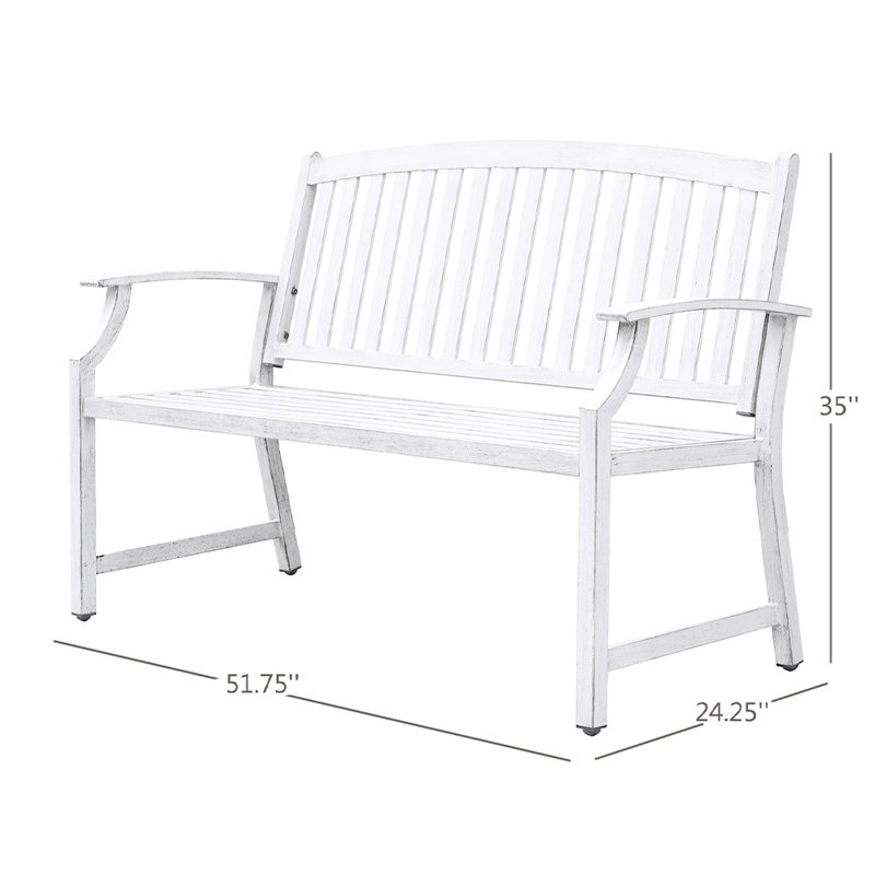 Steel Outdoor Bench, White