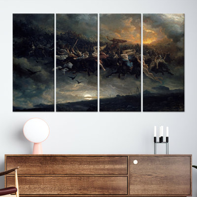 Printed Canvas: The Wild Hunt of Odin - Norse Mythology,4P Wrapped Canvas