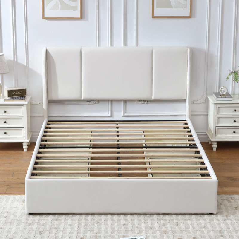 Braya Upholstered Platform Storage Bed With 4 Drawers,White Full, White, Full