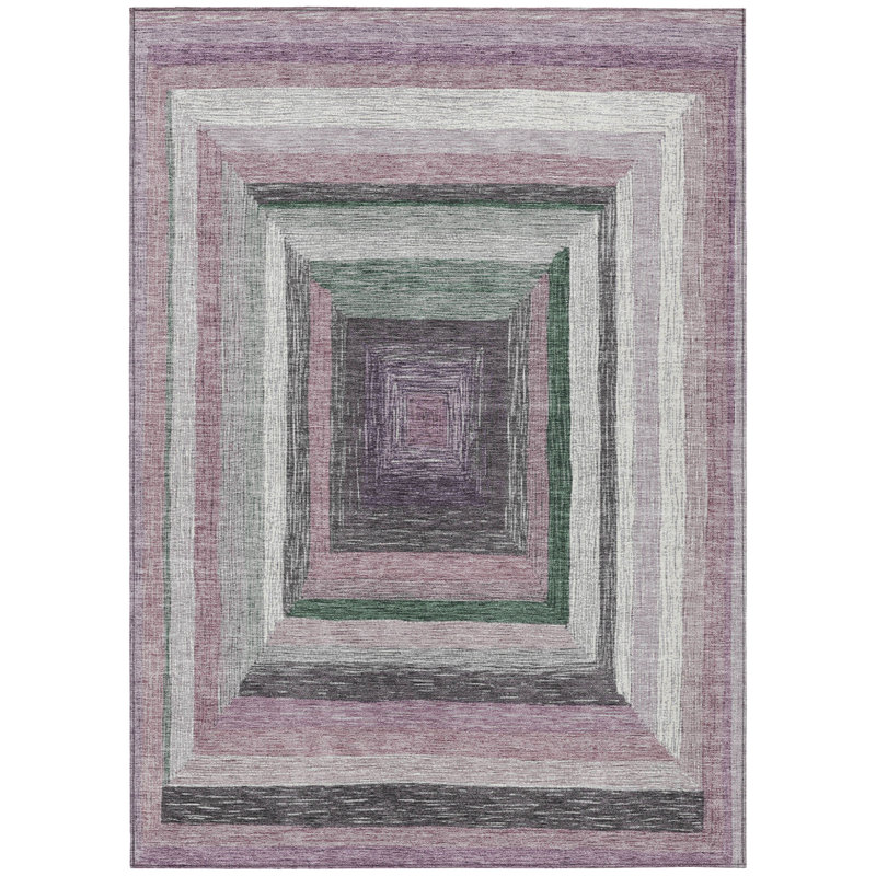 Machine Washable Indoor/Outdoor Xhevrie Blush Rug, Rectangle 10' x 14'