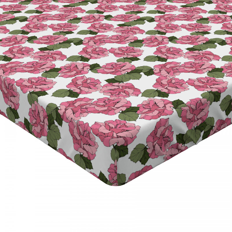 Microfiber Floral Fitted Sheet, Full/Double Fitted Sheet