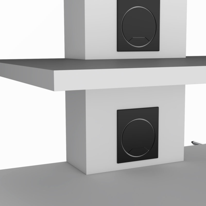 Floating Shelf, 2 Tier-Shelf Wall Unit With Cable Management