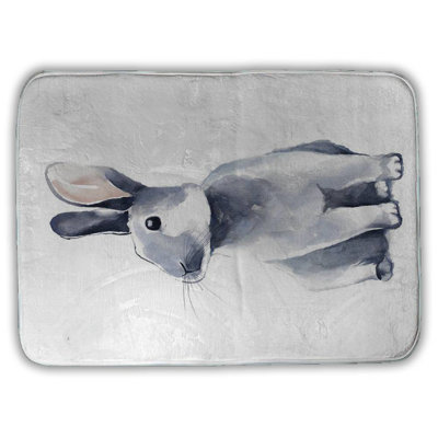 Gray curious rabbit Bath Mat with Non-Slip Backing - Quick Dry Memory Foam Bathroom Rug - Absorbent - Modern Plush Spa-Style - Machine Washable