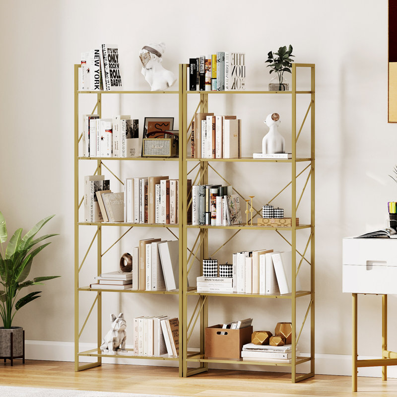 Modern 5 Tiers Bookshelf, Black, 62.2" H x 23.58" W x 11.81" D