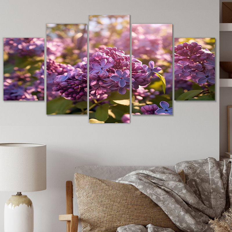 Ensemble de 5 décorations murales lilas