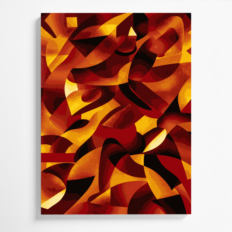 Abstract Shapes 51 Red Canvas Wall Art, 30" H x 20" W