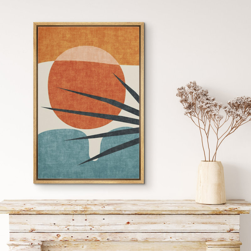 «Mid Century Shape Block», reproduction encadrée sur toile Floter, H 24 po x l 16 po, Brun