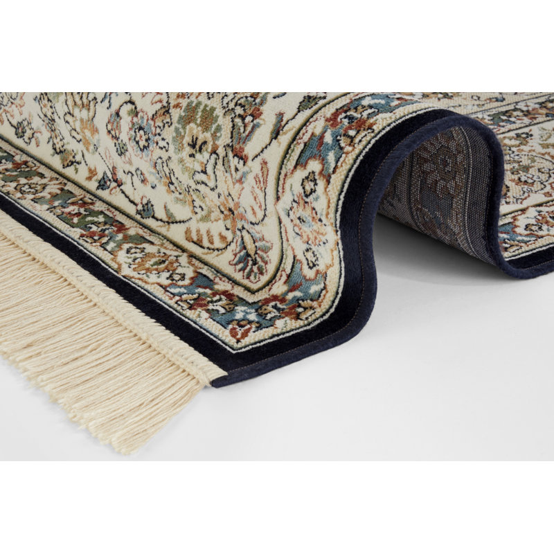 Antik Nain Tufted Dark Blue/Cream Rug, Rectangle 195cm x 300cm