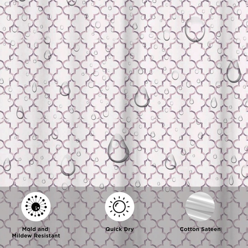 Allyson Organic Cotton Geometric Shower Curtain, Pink