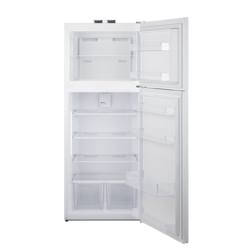 Summit Appliance 28" Wide Top-Mount Refrigerator-Freezer With NIST-Calibrated Thermometers, Right Handed, White