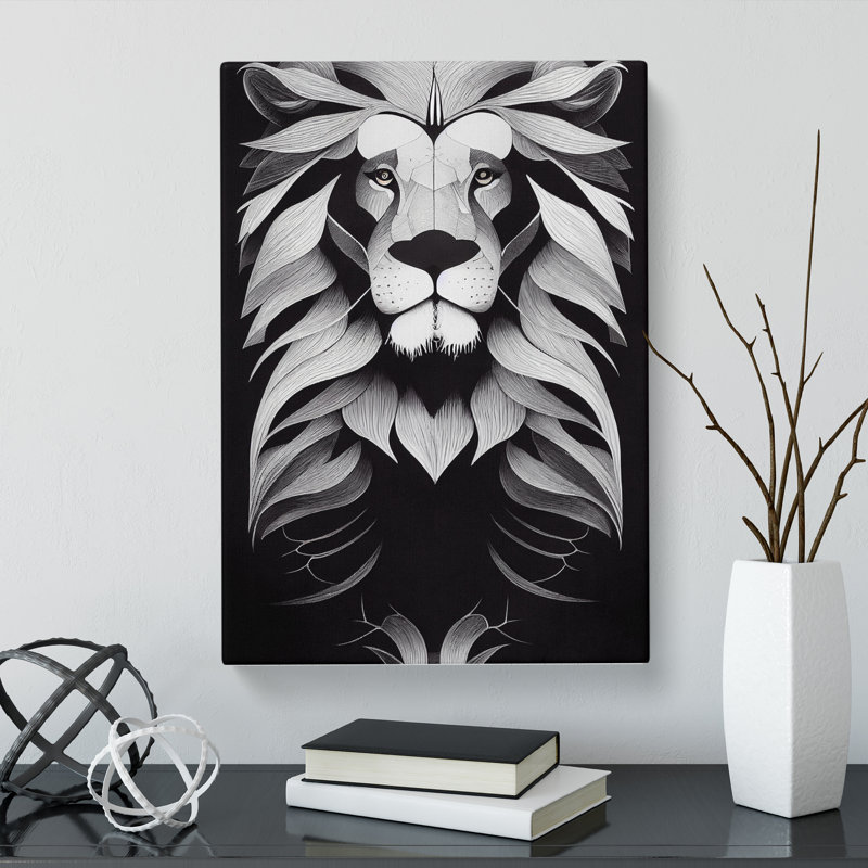Lion Monochrome Vol.3 - Wrapped Canvas, 50cm H x 35cm W x 3cm D