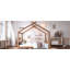 Grand lit sur pied avec lattes de soutien, structure de lit en bois massif pour enfants, pas de sommier tapissier et ouverture, naturel profond