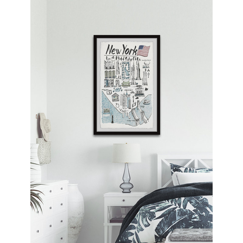 Faits saillants de New York - Reproduction d'art graphique sur papier encadré, H 30 po x l 20 po x P 1,5 po
