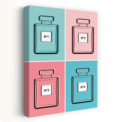 Chic Fragrance Bottles Colorful Contemporary Modern Wall Art Print 1 Piece Wrapped Canvas Wall Art