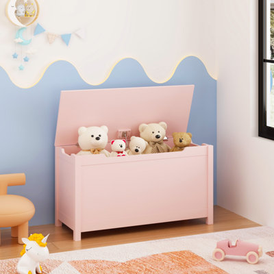 Wooden Kids Toy Storage Chest, Safety Hinge Toy Box with Large Storage Space, Children Organizer Bench for Playroom, Bedroom & Nursery