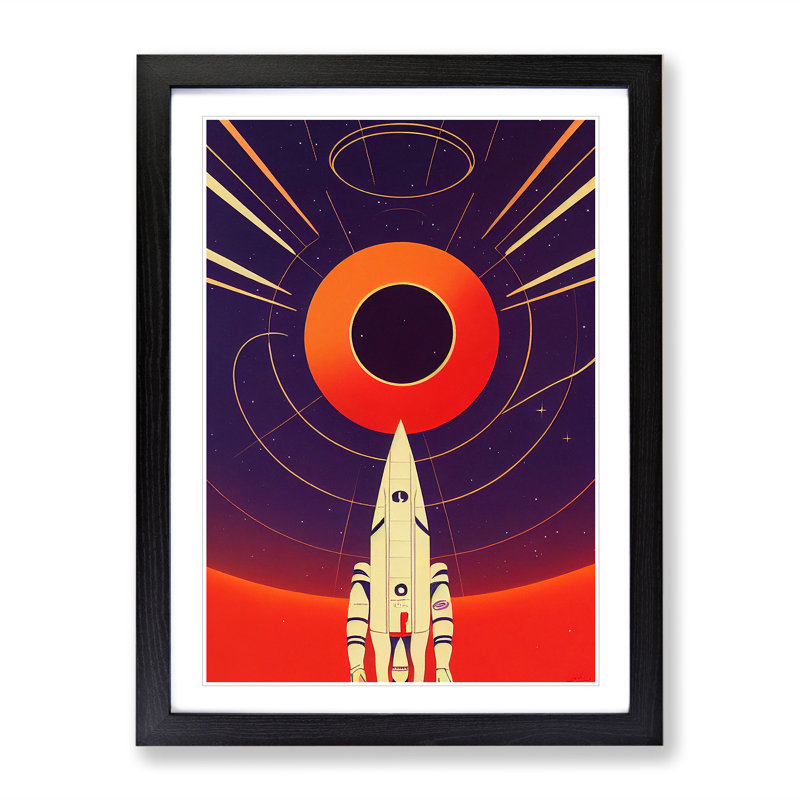 The Unbelievable Spaceship Rocket - Framed Print, 46cm H x 34cm W x 2cm D, Black