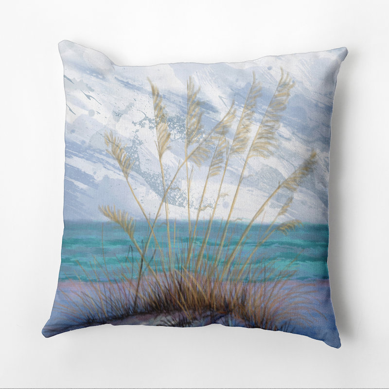 Beach Vacation Square Pillow Cover & Insert, 16" H x 16" W, Blue