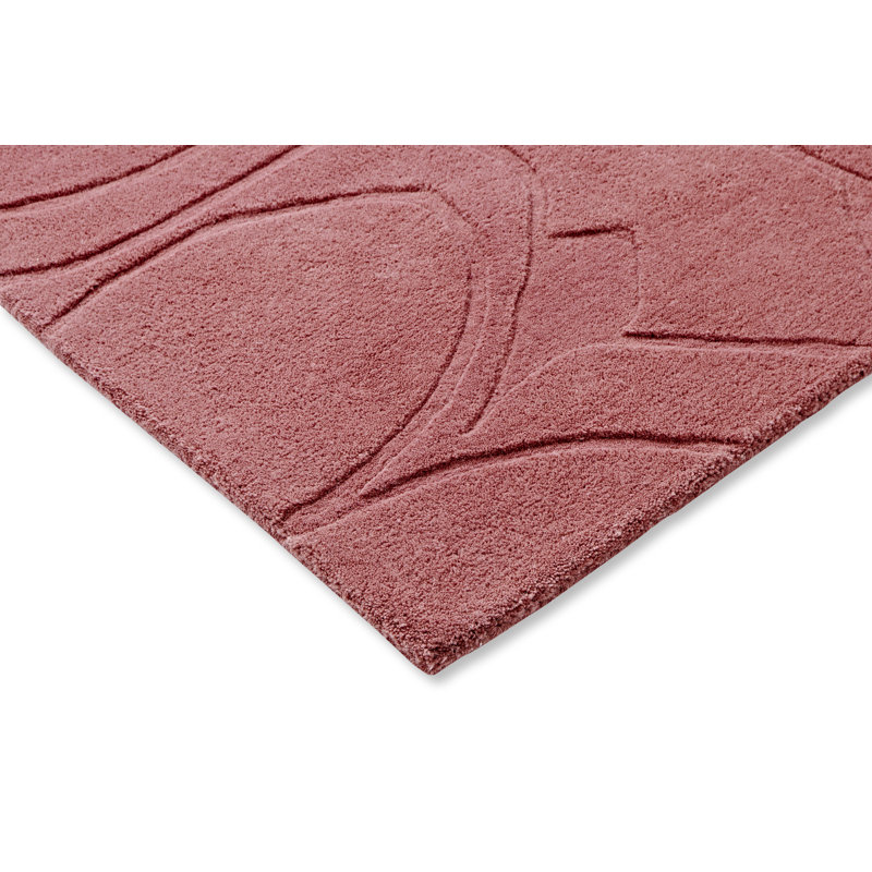 Handmade Rectangular Pink Floral Wool Rug with Cotton Backing