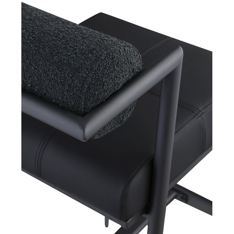 Stryker 30.12'' Bar Stool, Black Boucle Fabric