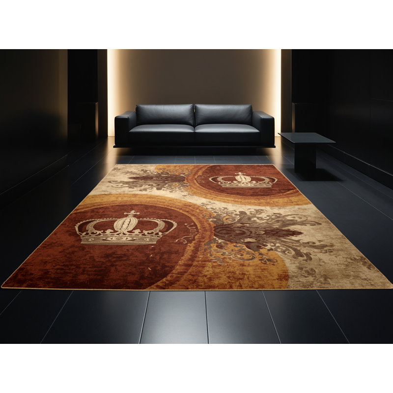 Tapis brun moelleux moelleux et moderne au look rustique moderne - reliure brun clair, 8 x 10