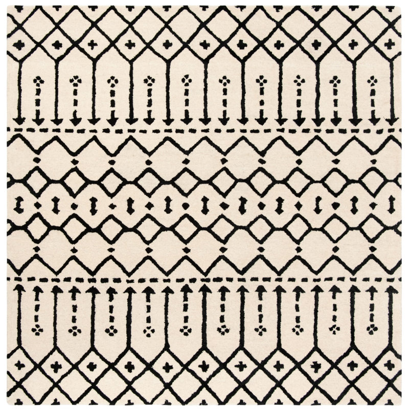 Griffiths Hand Tufted Wool Geometric Rug, Square 4'