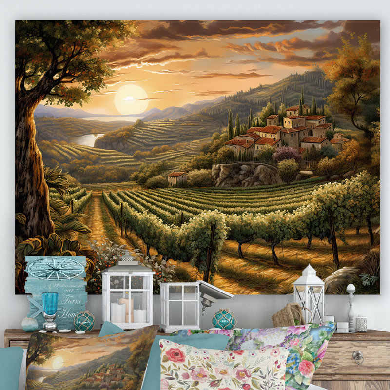 «Vineyard Charm», impression sur toile encadrée, Toile tendue, H 24 po x l 32 po x P 1 po