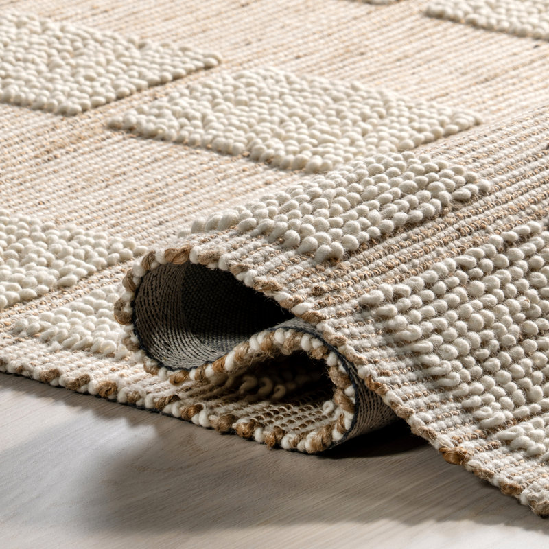 Ivory Textured Jute and Wool Rectangular 8' x 10' Area Rug