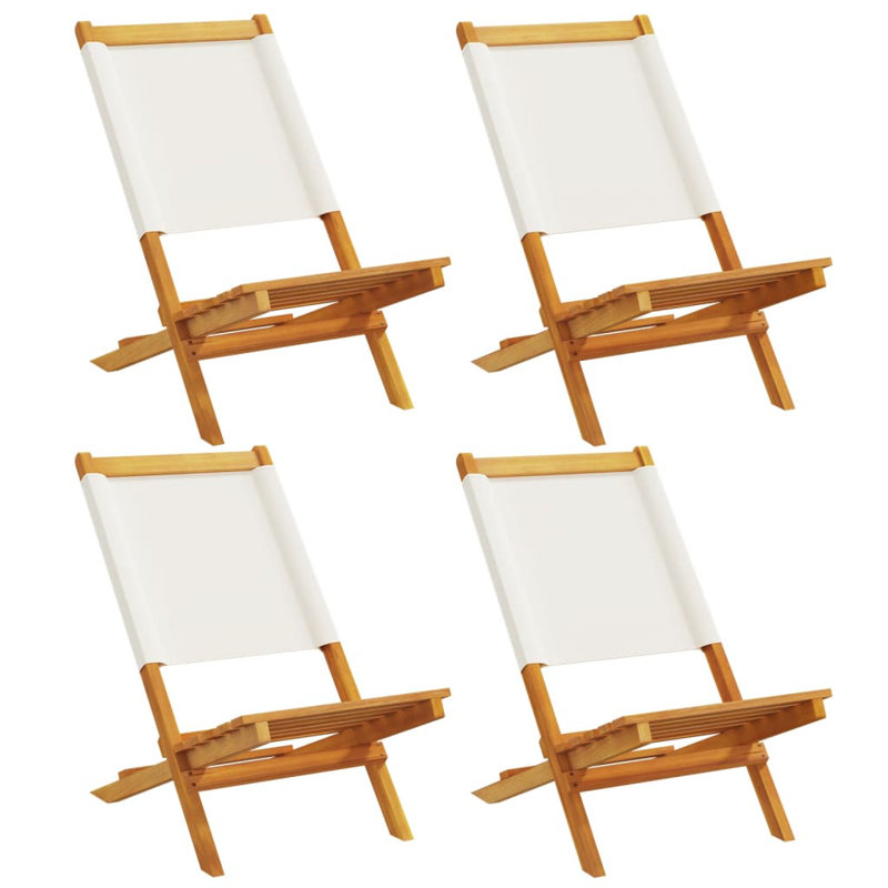14-4 Polyester/Polyester Blend Garden Chair With Cushion Folding Chair Set, White/Cream