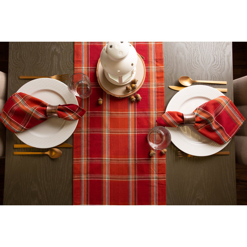 Culley Plaid 100% Cotton Thanksgiving Table Runner, 72" L x 14" W