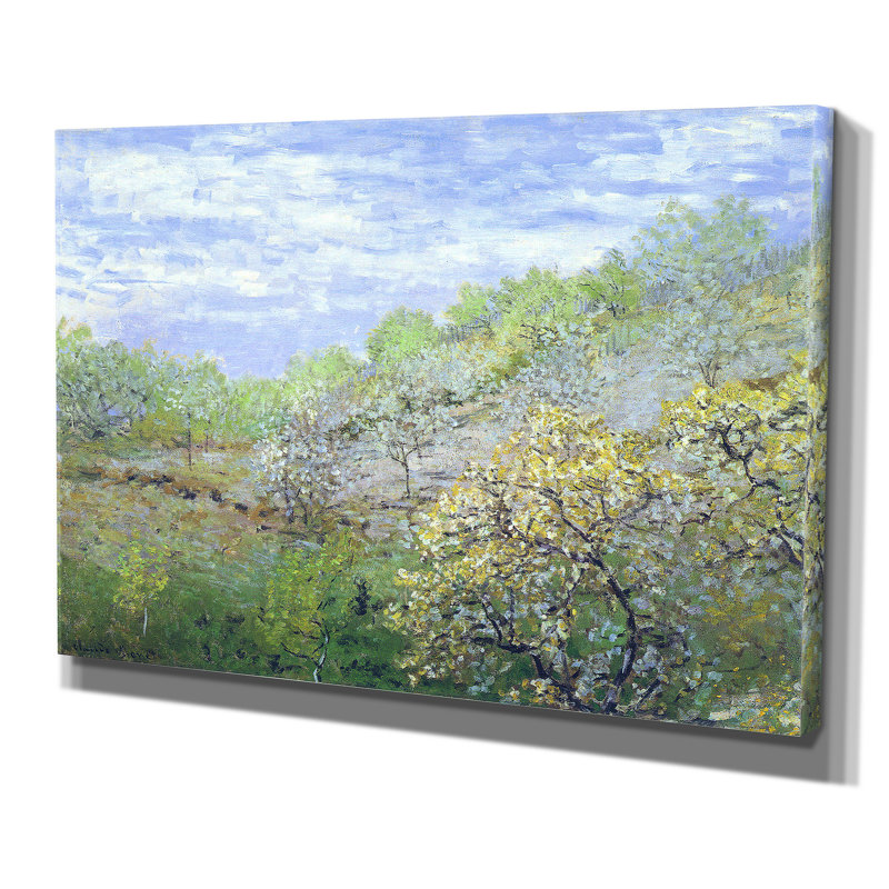 «Apple Trees Blooming», reproduction sur papier, H 24 po x l 36 po x 1,5 po, Toile tendue