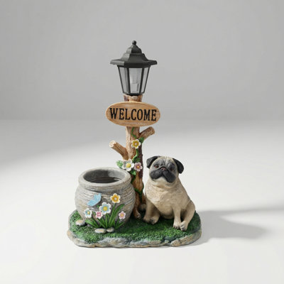Whimsical Sitting Canine Shaped Decorative Planter Statue for Indoor and Outdoor Use, Versatile Small Plant Holder for Succulents, Herbs, and Flowers, Ideal for Home, Patio, Garden, Balcony, Desk, and Windowsill Display