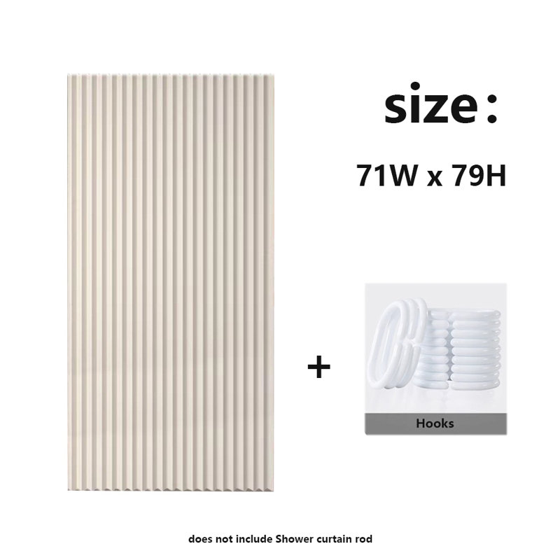 Rideau de douche en polyester avec crochets, Beige