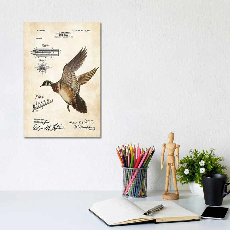 Duck Hunting by Patent77 - Wrapped Canvas Print, 20.32 cm H x 30.48 cm W