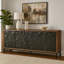 Console Anby, 4 portes, 2 tablettes, noir, bois brun 70 po