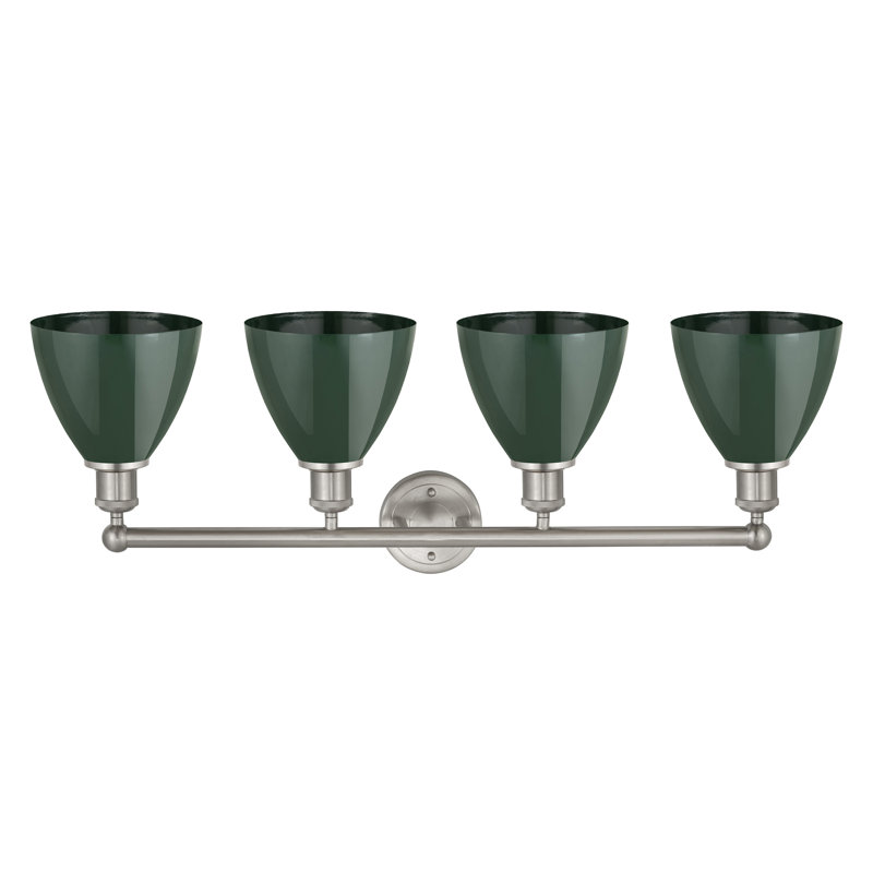 Amylee 4 - Light Dimmable Vanity Light, Green, Satin Nickel