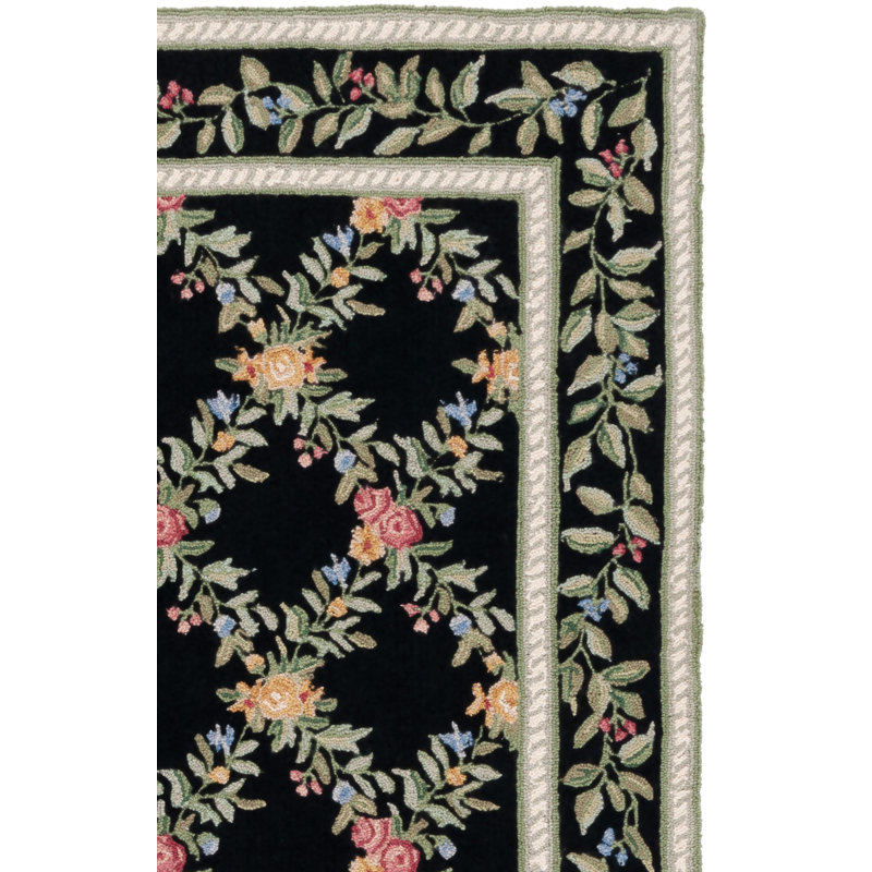 Tapis floral en laine crocheté à la main Beyda, Tapis de couloir 2 pi 6 po x 6 pi