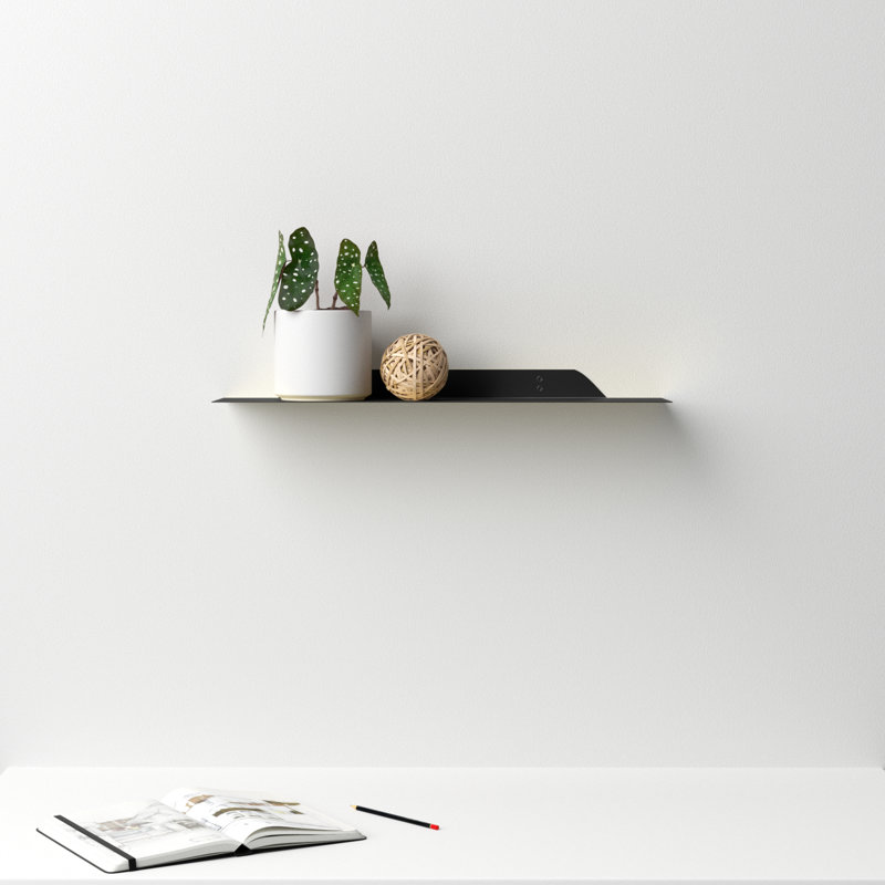 Maja Metal Floating Shelf, 1.75" H x 24" W x 6" D, Black