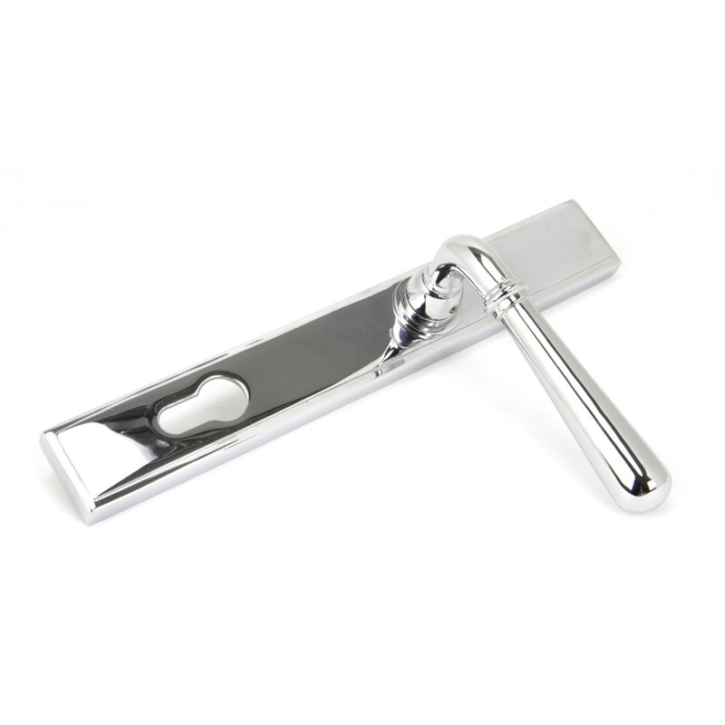 Newbury Lock Door Handle Kit, Polished Chrome