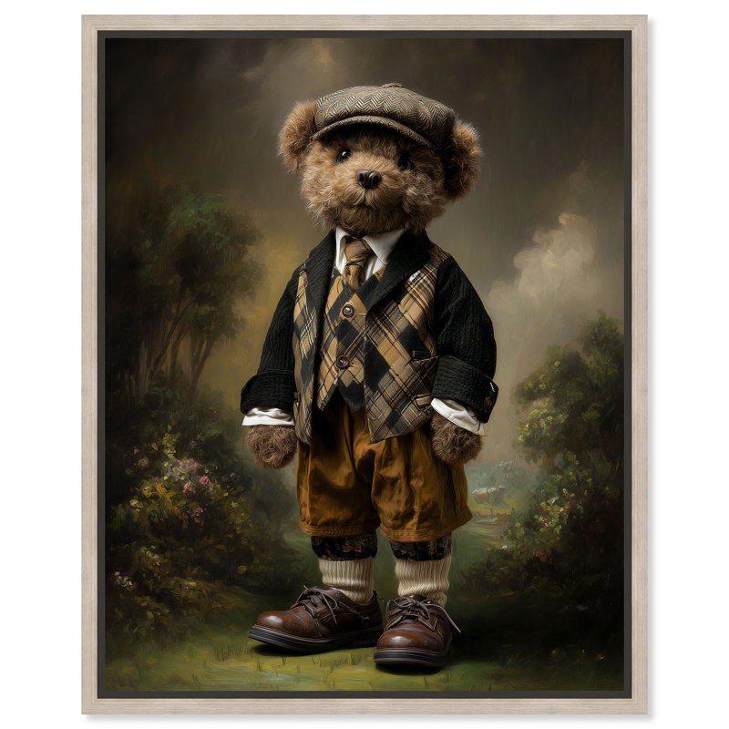 "Walled Bear II", reproduction d'art sur toile encadrée par Art Remedy, cadre en chêne naturel, 24 x 30, H 25 po x l 31 po