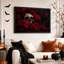 Impression sur toile, crâne humain foncé gothique entouré de roses rouges-1692033863