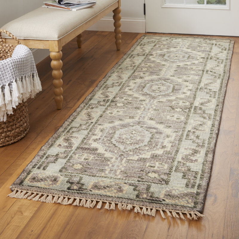 Narely Handmade Wool Geometric Area Rug, Runner 2'6" x 10'