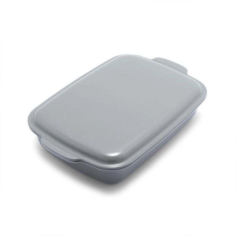 Premiere Ovenware Healthy Ceramic Nonstick 14.6" x 9.5" Rectangular Baking Pan with Lid