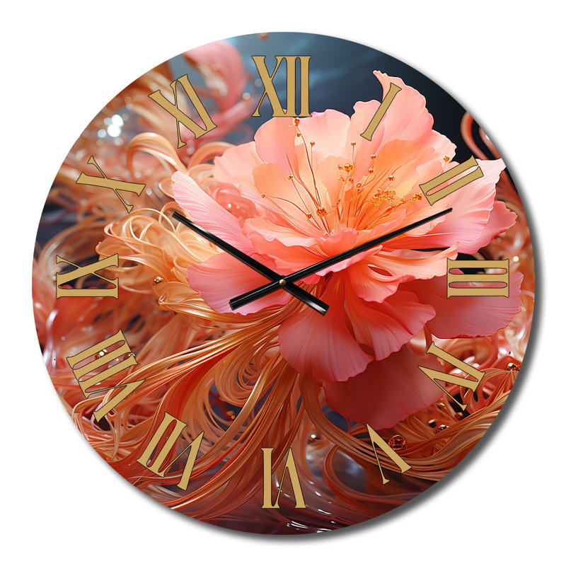 Horloge murale liquide en métal blanc et rose clair, Moyenne